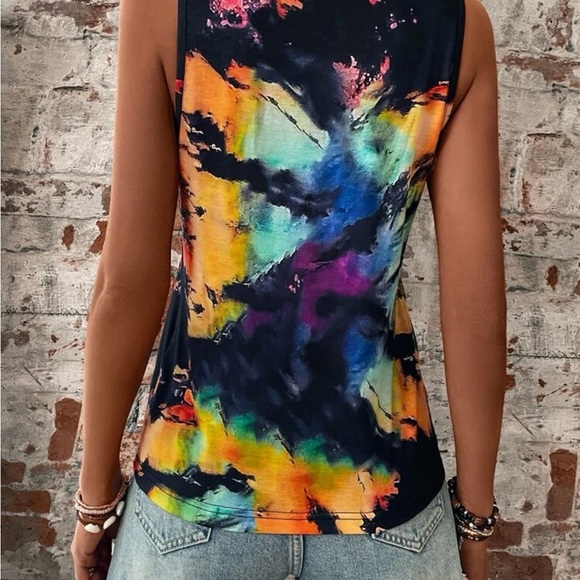 New tie dye notch next sleeveless tank top - Picture 5 of 7